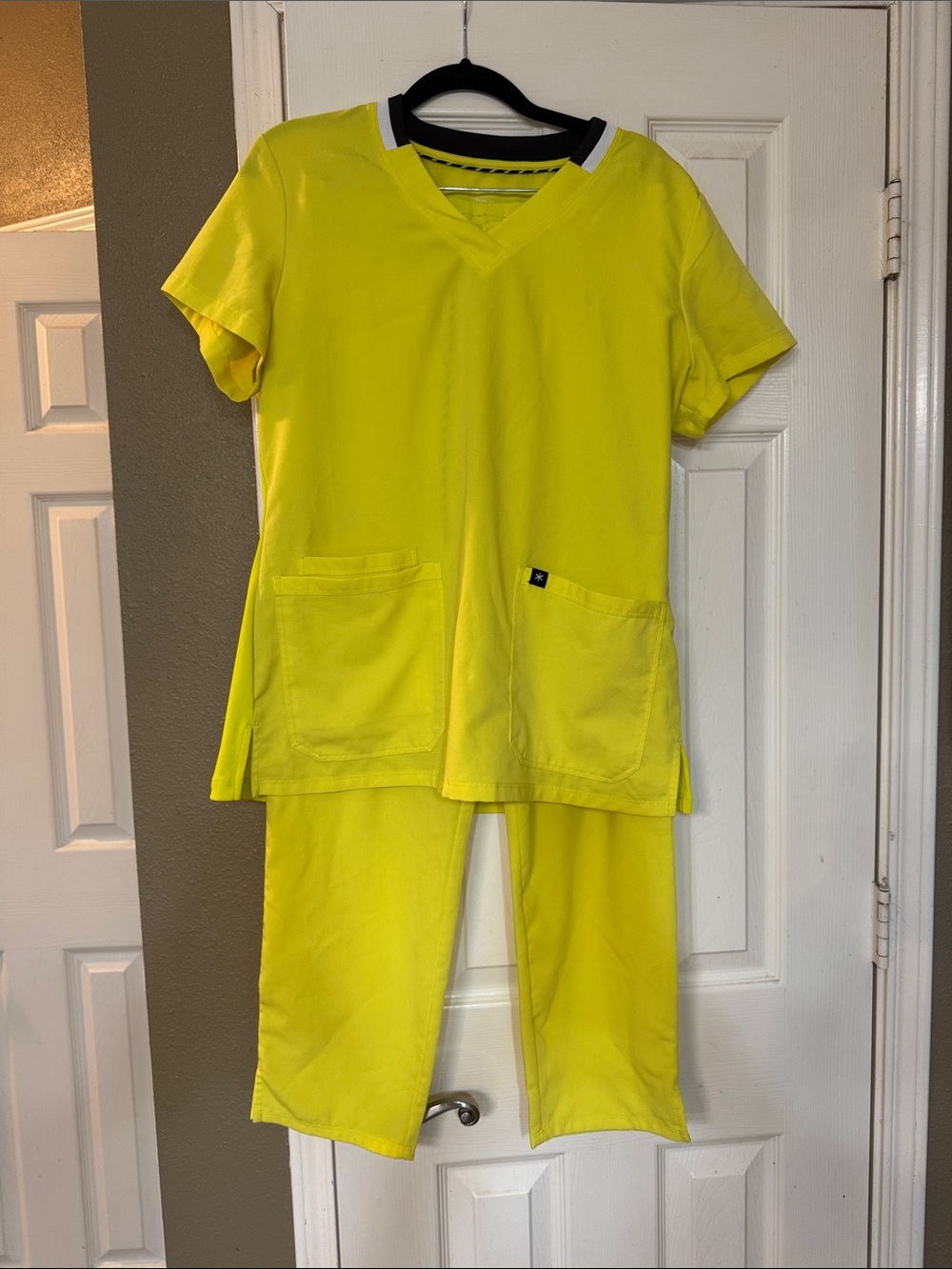 Womens Beyond Scrubs neon yellow scrub set